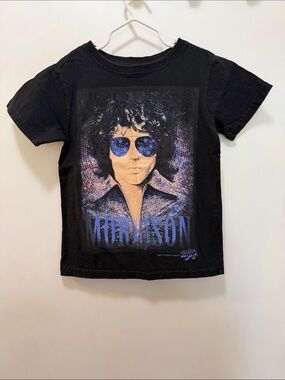 Black Jim Morrison The Doors Graphic Kids Tee with Blue Accents